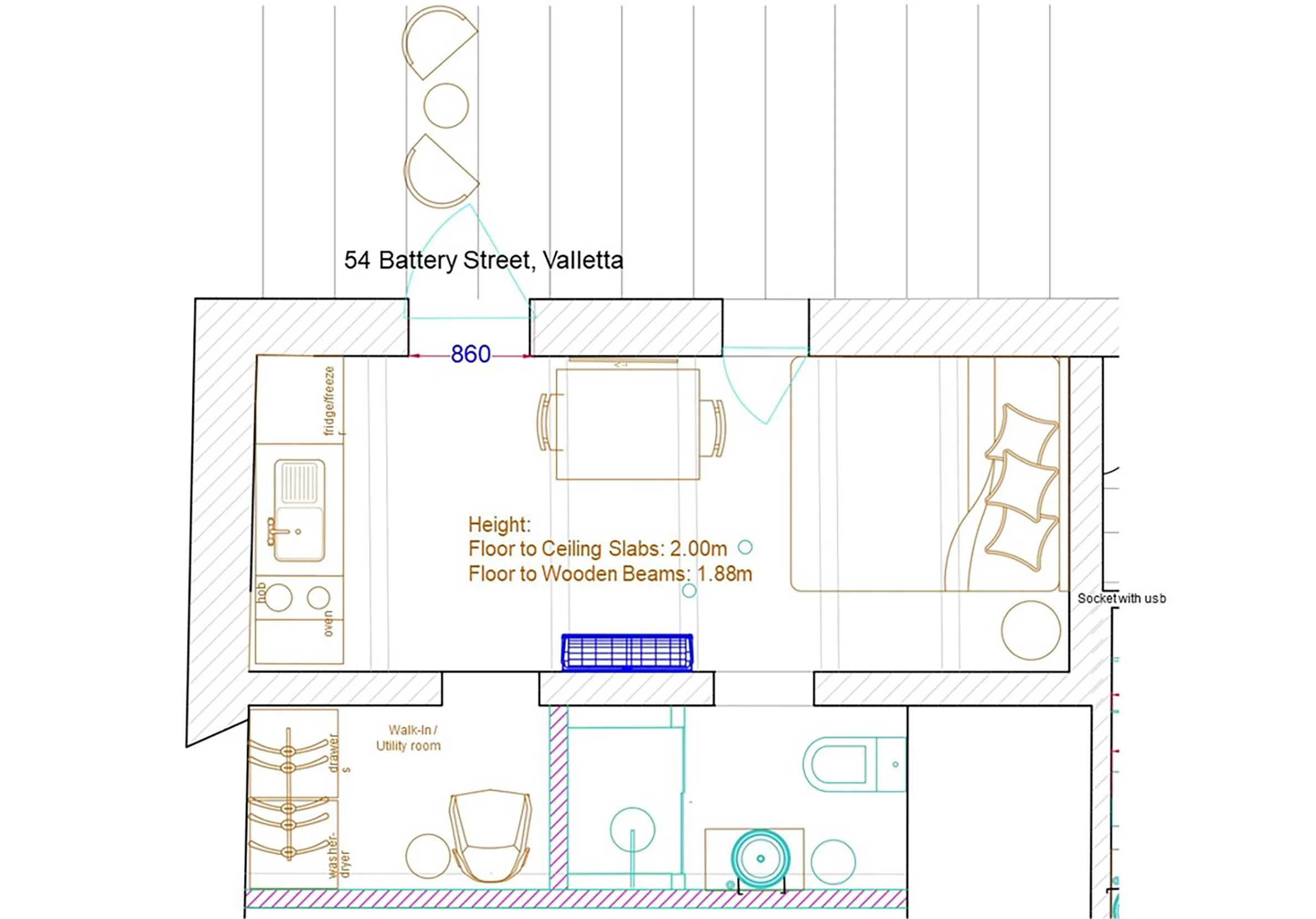Layout at Salt 54. Note the floor to ceiling heights